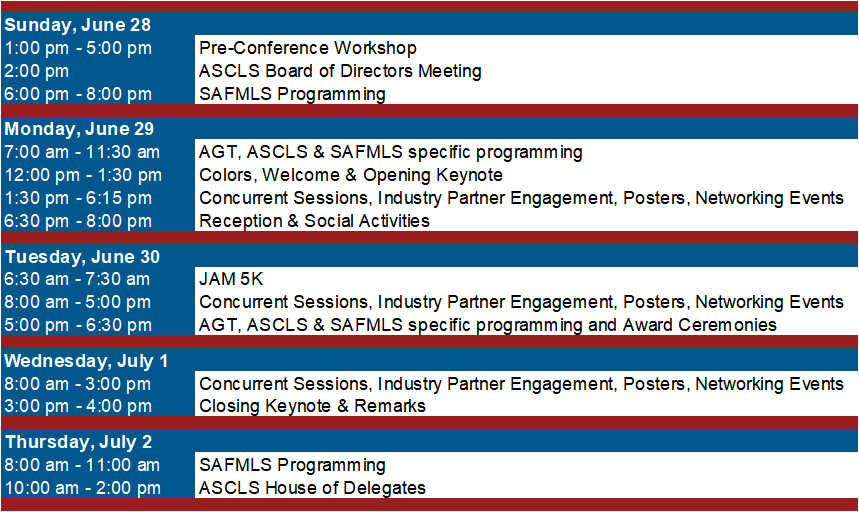 schedule at a glance